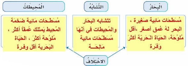 أوجه التشابه والاختلاف بين البحار والمحيطات
